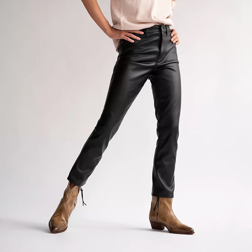 Free People leather straight leg pant